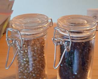 Glass Jars with Swing-Top Lids filled with Beads