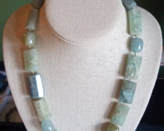Aquamarine and Blue Chalcedony Beaded Necklace