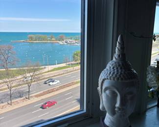 White Ceramic Buddha Head Bust