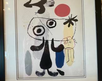Joan Miró "Figure Against Red Sun II" Lithograph (Reproduction)