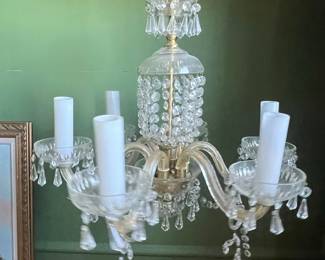 Vintage Crystal Chandelier with Faceted Prisms
