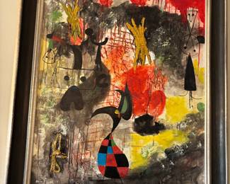 Joan Miró Style Abstract Composition Painting