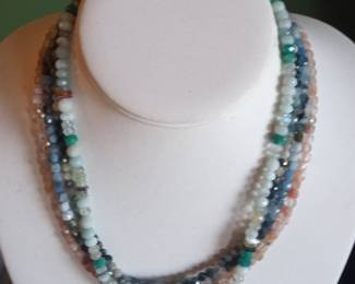 Multi-Strand Aquamarine, Sunstone, and Amazonite Necklace
