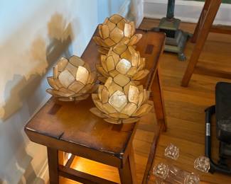 Lotus Flower Capiz Shell Tealight Candle Holders Set (Set of 4)