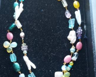 Multi-Gemstone and Baroque Pearl Necklace