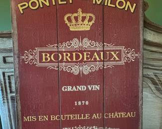 Pontet-Milon Bordeaux Grand Vin 1870 Wooden Crate Sign