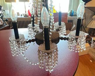 Vintage Crystal and Brass Candelabra Chandelier