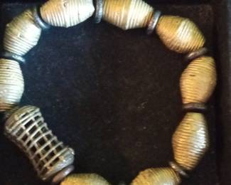 Vintage African Brass Lost Wax Beads Bracelet with Cage Bead
