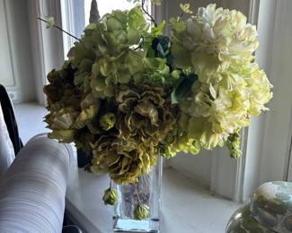 Uttermost Cecily Cream Hydrangea and Rose Arrangement in Glass Vase