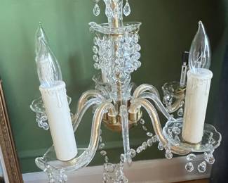 Vintage 5-Light Crystal Chandelier with Candle-Style Lights