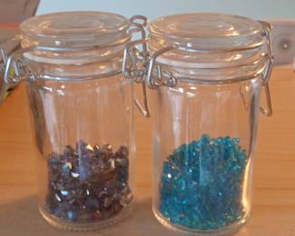 Mini Glass Jars with Assorted Craft Beads