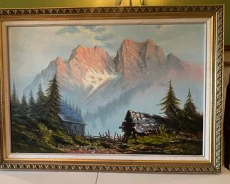 Mountain Landscape with Cabin and Cabin by F. Ferrari