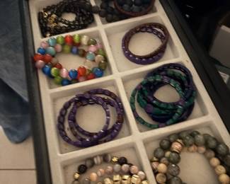 Assorted Beaded Bracelets with Semi-Precious Stones and Gold-Toned Accents