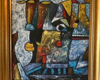 Abstract Cubist Style Geometric Painting