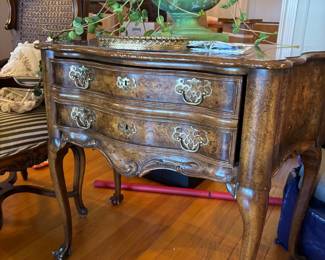 Antique Burl Walnut Serpentine Commode