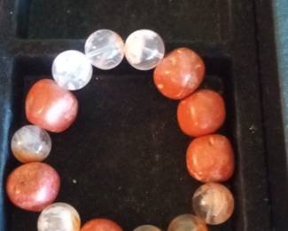Carnelian and Sunstone Beaded Bracelet