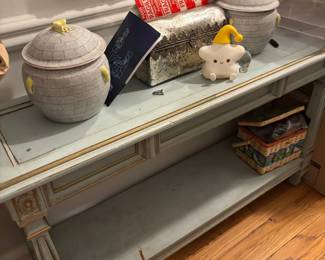 Vintage French Country Console Table with Gold Accents