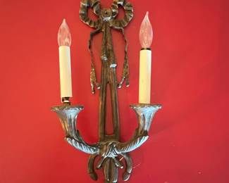 Ornate Cast Metal Sconce with Bow and Tassels