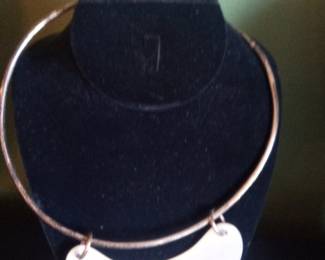 Modernist Crescent Pendant Necklace