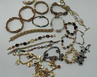 Mixed Bracelet Lot Charm Gold Tone Silver Tone Stone Styles