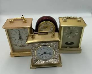 Small Decorative Desk Carriage Clocks Including Royal Doulton by Bulova
