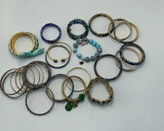 Bangle and Bracelet Collection Gold Tone and Beaded Styles