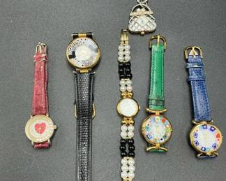 Womens Fashion Watch Lot Colorful Faces Leather Bands