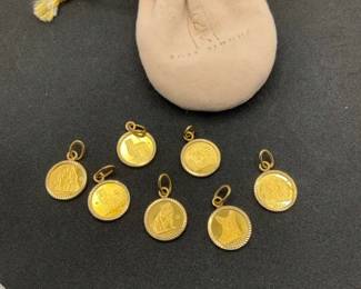 14K Gold QueenDog Charms In Ross Simon Bag