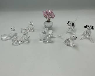 Swarovski Crystal Figurine Collection with Animals and Floral Vase