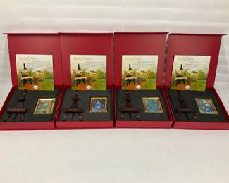 Goebel Arts Orbis Miniature Framed Art Plaques Lot w Easels Box Klimt Van Gogh