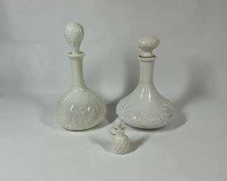 White Milk Glass Decorative Bottles Cruets