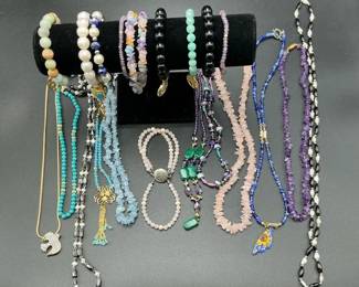 Beaded Jewelry Lot Necklaces Bracelets Gemstone Glass Mixed Styles