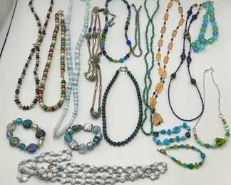 Beaded NecklaceBracelet Collection with Green Blue Strands Austin Designs, Coldwater Creek