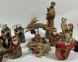 Jim Shore Style Folk Art Figurine Collection with Animals, Santa Angel
