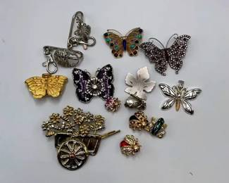 Butterfly and Insect Brooch Collection with Rhinestone and Enamel Designs