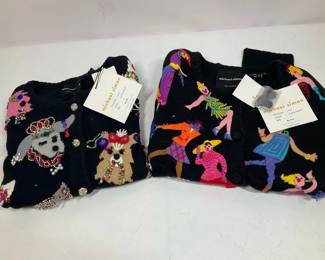 Michael Simon Beaded Sweater Lot 2 Black Cardigans Whimsical Embellished NWT