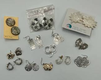 Earring Collection with Silver Tone Hoops, Dangle and Designer Styles