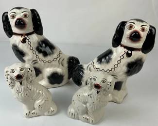 Vintage Staffordshire Style Dog Figurine Hand Painted Spaniel Figures