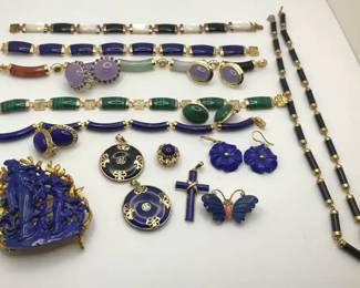 14K Jade And Gold Bracelets, Earrings And Pendants