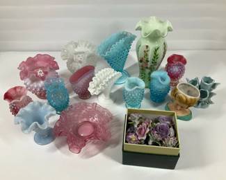 Decorative Art Glass Porcelain Mini Vase and Floral Accent Collection