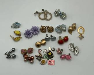 Vintage Clip On Earrings Collection with Rhinestone and Enamel Designs