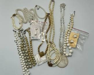 Mixed Faux Pearl Necklace Collection with Earrings and Statement Pieces