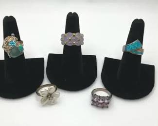 Amythest, Topaz And .925 Womens Rings