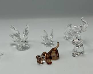 Swarovski Crystal Figurines with Elephant Dogs and Butterflies