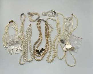 Faux Pearl Necklace Collection with White Beaded and Statement Pieces