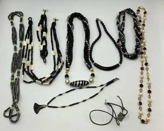 Black Beaded Necklace Collection with Multi Strand and Long Styles