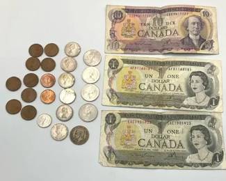 Canadian Currency Including Banknotes and Mixed Coins