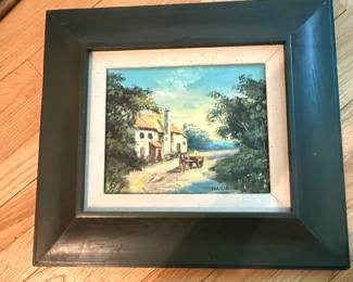 Original Oil Painting by Hania, Rustic European Village Scene