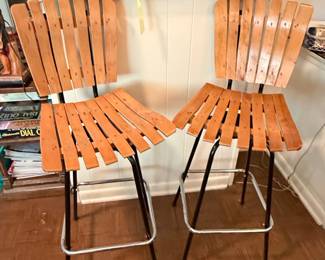 Mid-Century Arthur Umanoff Style Swivel Bar Stools (Set of 2)