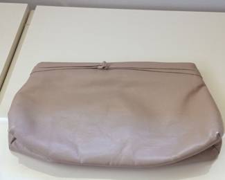 Vintage Taupe Leather Clutch Bag